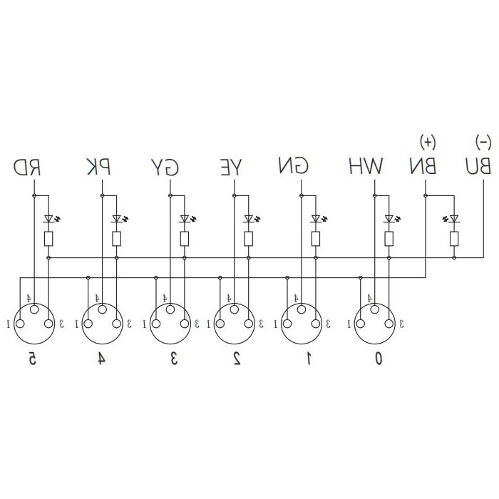 M8 Junction box、Single channel、PNP、6 port 、All-in-one、With LED、PUR flexible cable、Black sheath、23P601-XXX