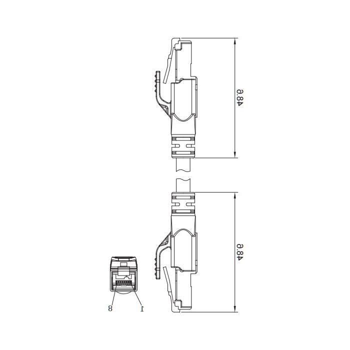 RJ45 male/RJ45 male、Double ended pre cast PVC non flexible cable、With shielding、Tea green sheath、0C4443-XXX